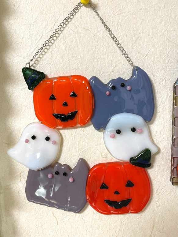 【即納品】ハロウィン ガラスのリース 5枚目の画像