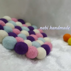 ナビハニーガーデンハンドメイドウールフェルト〜ワルツコースター（ラウンド） 3枚目の画像