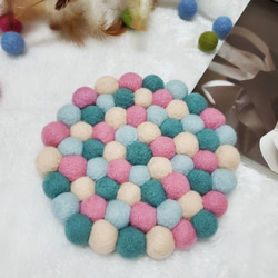 nabi Honey Garden手作りウールフェルト[マカロン]丸型断熱マット/ポットマット 3枚目の画像