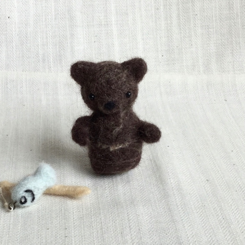休日は魚釣り クマさん 羊毛フェルト インテリア 置き物 マスコット 熊
