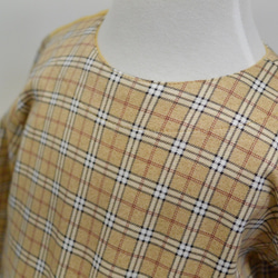 タータンチェック×マスタードの長袖シャツとサルエルパンツのセットアップ（ベビー80） 3枚目の画像