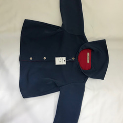 紺セーラー襟の長袖シャツ（ちりめん調）(90) 1枚目の画像