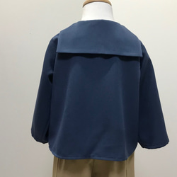 紺セーラー襟の長袖シャツ（ちりめん調）(90) 5枚目の画像