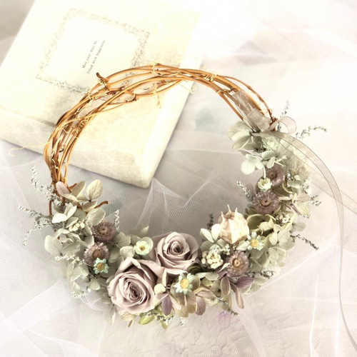 「希少な薔薇を生かしたリース♡」アシンメトリーのデザインです Yukiko Matsuhashi | Aloha♡ 本日の恵比寿レイメイキングWSは