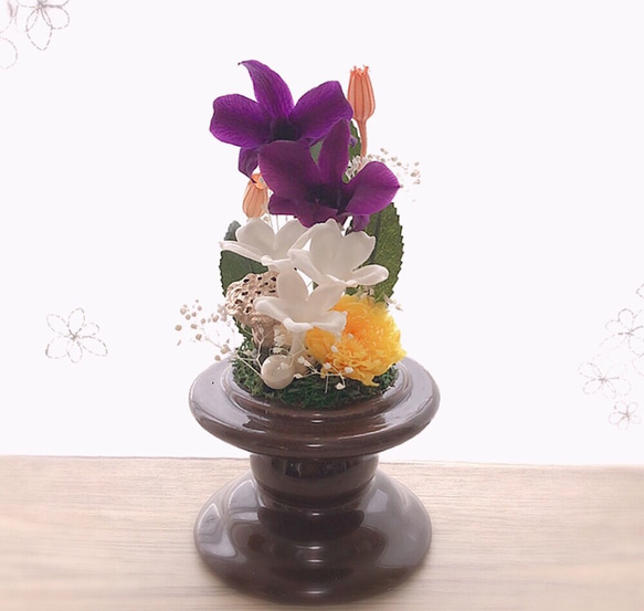 【再販】仏花 お供え花 プリザーブドフラワーガラスドームケース 3枚目の画像
