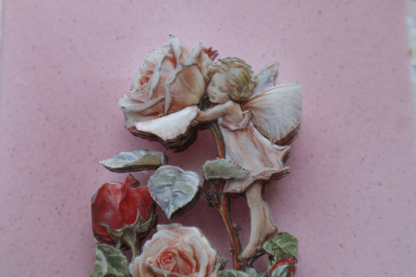 幸せを招く薔薇のフェアリーのミニ額シャドーボックス（送料無料） 3枚目の画像