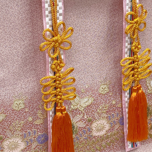 几帳○壁飾り○タペストリー○蝶々・金彩○薄ピンク色○几帳-3 その他