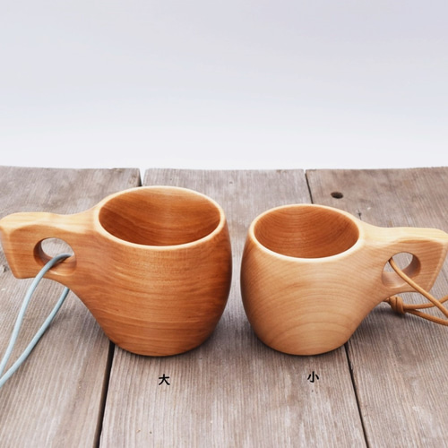 しもかぷククサ大きめ 木のマグカップ 名入れオプションあり（受注後