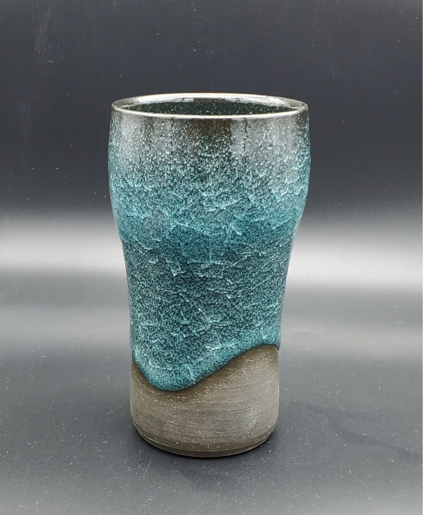 赤被せ縁ガラス朝顔形氷裂文アイスペール [B27515] [B27515] 赤被せ縁