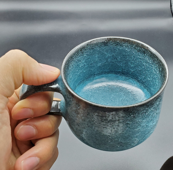 コーヒー・ティーカップLサイズ　水泡氷裂釉　＜オプションでソーサー付にも＞ 2枚目の画像
