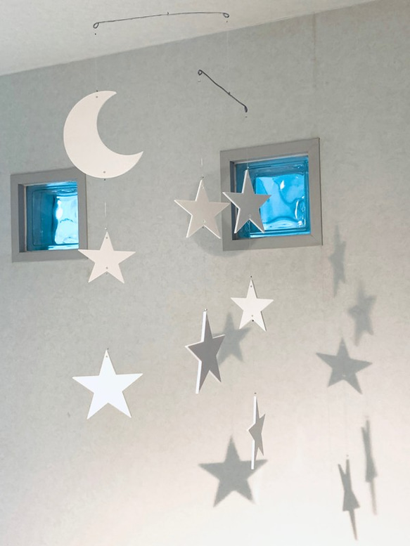モビール【月星→オール白】★3Dプリンター★ 4枚目の画像