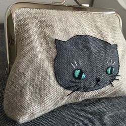 猫さんがま口(ロシアンブルー) 刺繍がま口 猫刺繍 ネコ刺繍 ねこ刺繍 猫がま口 小物入れ カードケース カード入れ 4枚目の画像