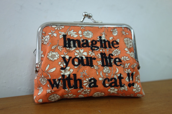 猫さんがま口　ねこがま口　財布　カード入れ　刺繍がま口　猫刺繍　猫がま口 8枚目の画像