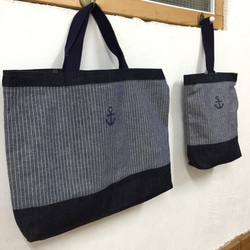 レッスンバッグ マリン イカリマーク 帆布 シンプル オーダー 男の子