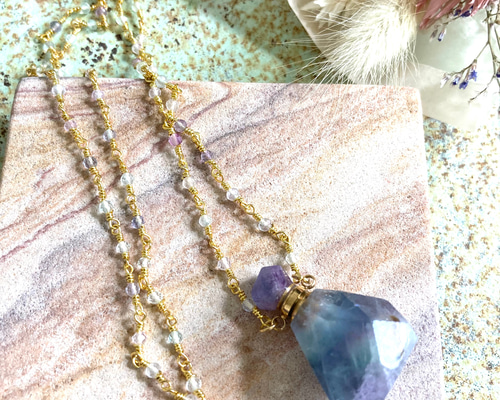 売却済み 401 フローライト 香水瓶みたいなネックレス サージカル