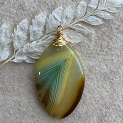 【ꫛꫀꪝ】#797　K16GP　グリーンバンデットアゲート　リーフ ꫛꫀꪝ】#797 K16GP グリーンバンデットアゲート リーフ