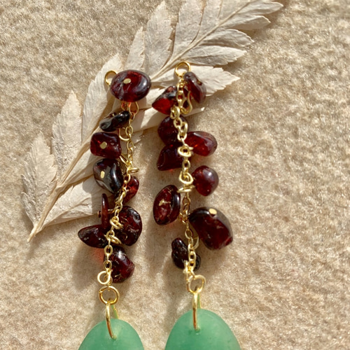 おおぶりアベンチュリン、ラブラドライトピアスチャーム