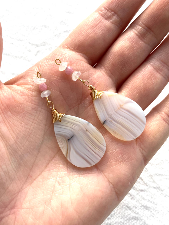 Kaya◆一点物✧パープルアゲートピアス✧14kgf 14kgf パープルアゲート ピアス⑤