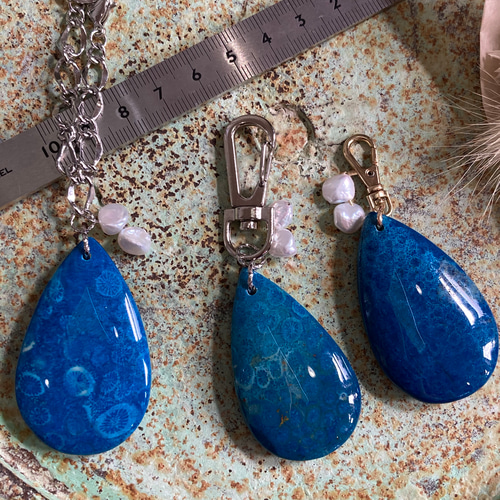 1点もの＊レトロチックなフォッシルコーラル♬ピアスチャーム