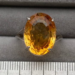 11月誕生石　特大　大粒シトリン　黄水晶　ロジウムコーティングシルバー925 フリーサイズリング　調整可能　指輪　宝石質 6枚目の画像