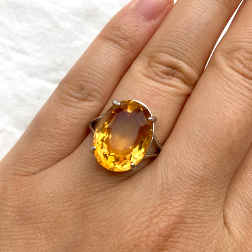 シトリン オレンジ 天然石 指輪 リング ゴールド フリーサイズ