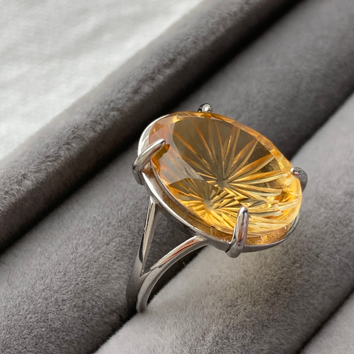 希少アンティーク◇特大シトリンリング