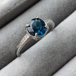 宝石質　大粒ブルーカイヤナイト　ロジウムコーティングシルバー925フリーサイズリング　指輪　カヤナイト　 2枚目の画像