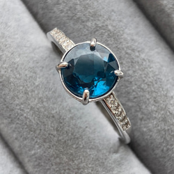 宝石質　大粒ブルーカイヤナイト　ロジウムコーティングシルバー925フリーサイズリング　指輪　カヤナイト　 3枚目の画像