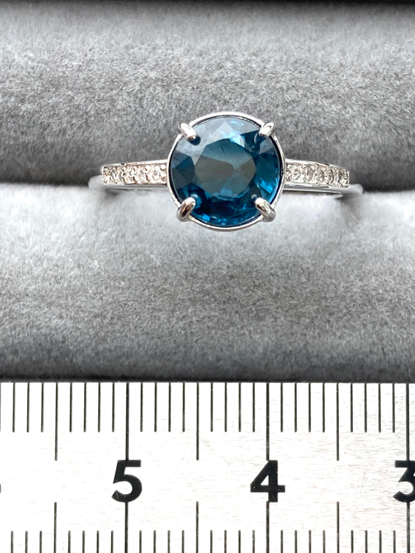 宝石質　大粒ブルーカイヤナイト　ロジウムコーティングシルバー925フリーサイズリング　指輪　カヤナイト　 4枚目の画像