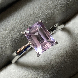 大粒　ピンクアメジスト　紫水晶　ロジウムコーティングシルバー925リング　調整可能　アレルギー対策　レクタングル　指輪 8枚目の画像