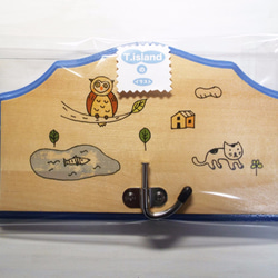 『玄関を楽しむ！』〜玄関用カギ掛け木工アート〜野良猫とフクロウ「Creema限定」（送料無料） 7枚目の画像