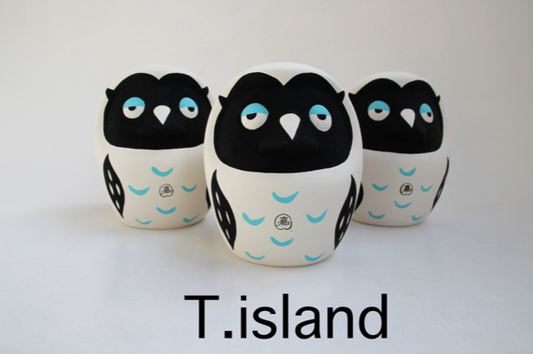 北欧色フクロウだるま・素焼き500円玉貯金箱＊（10回目再販）縁起物