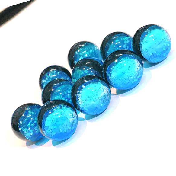 タケトミブルー 12mm 20個セット 黒芯 蓄光 ホタルガラス 沖縄