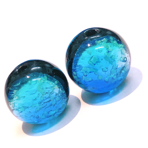 タケトミブルー 12mm 20個セット 黒芯 蓄光 ホタルガラス 沖縄とんぼ