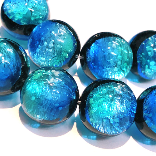 タケトミブルー 12mm 20個セット 黒芯 蓄光 ホタルガラス 沖縄とんぼ