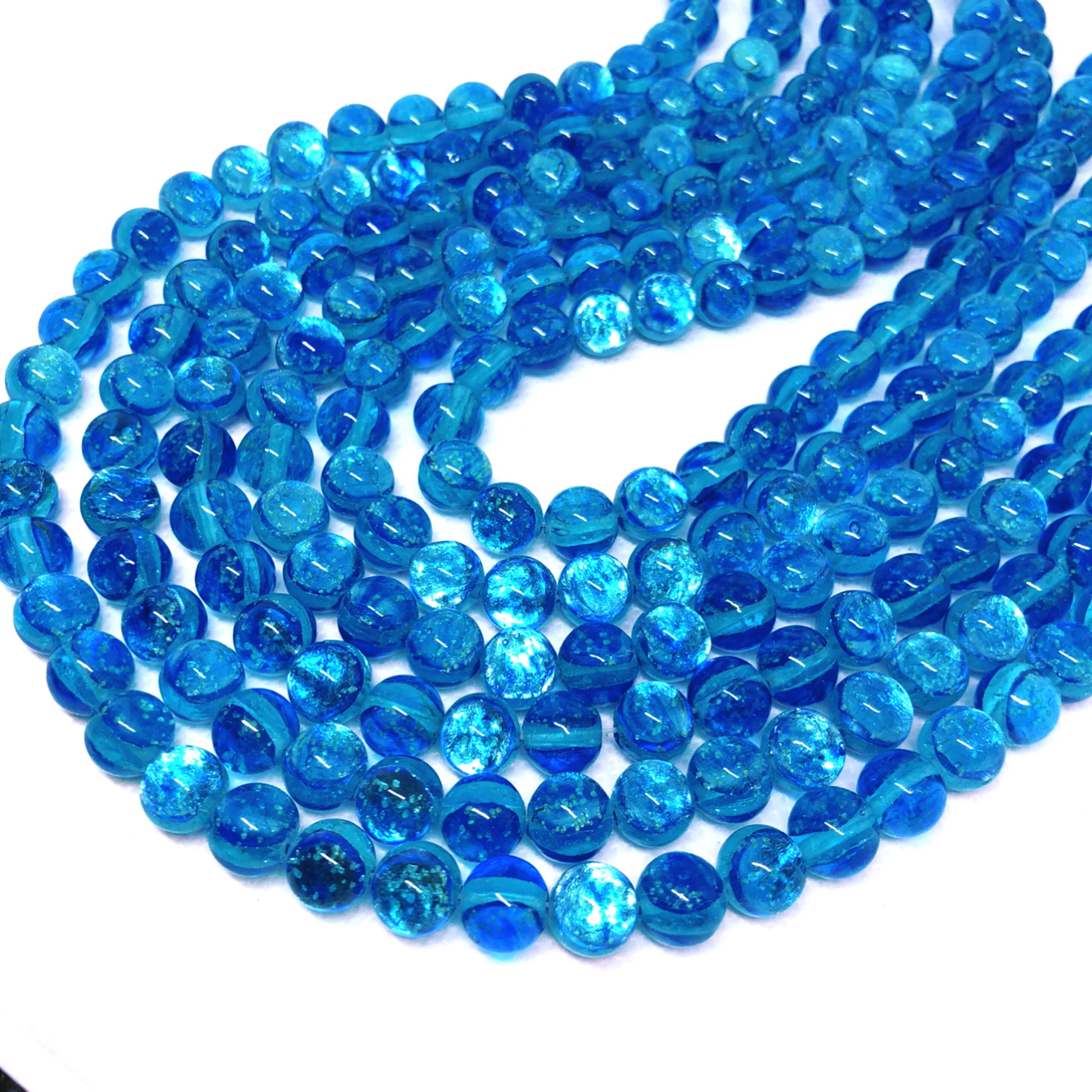 ミヤコマリン 蓄光 ホタルガラス 8mm 連売り とんぼガラス とんぼ玉 夜光タイプ 沖縄宮古島