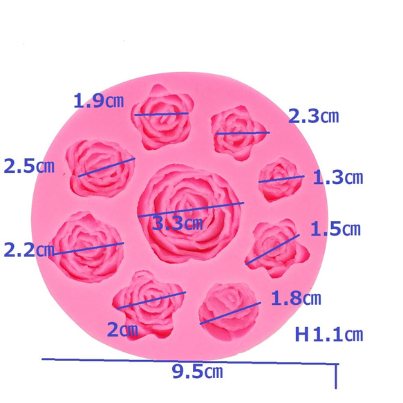 9サイズの薔薇のシリコンモールド＃10 3枚目の画像