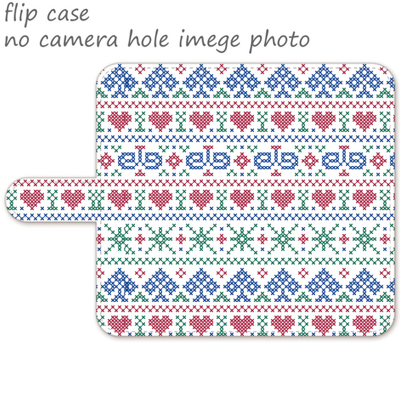 iPhoneシリーズ 手帳型スマホケース【北欧・欧風クロスステッチ柄】(jaaaa02-daaa66-dbbk1-a) 3枚目の画像