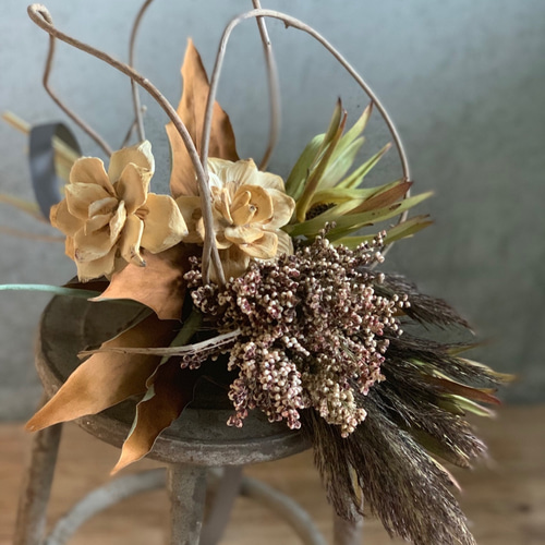 アケビづるのライラック香るエレガントリースドライフラワー