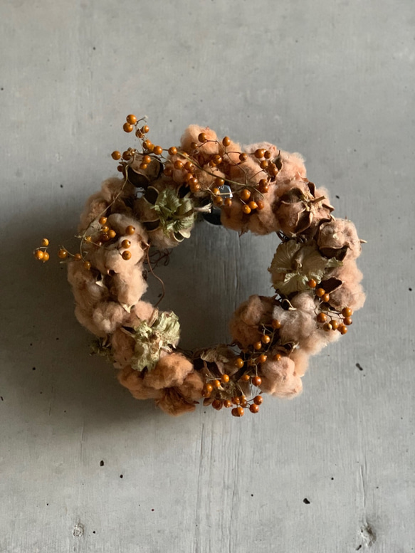 ドライフラワー 国産コットンのベージュリース リース AtelierBRAZO  