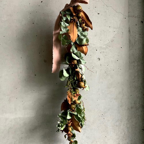 ドライフラワー ザクロのガーランドシリーズ 大山木とスモーキーピンク