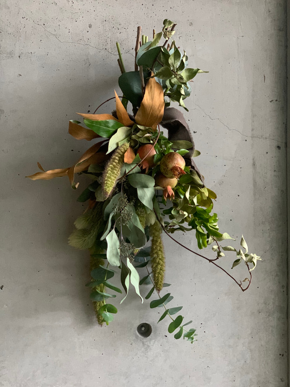 dugudagii スカル　初期作品　現代アート　ドライフラワー　最終値下げ ドライフラワー ザクロのアートスワッグ ドライフラワー AtelierBRAZO