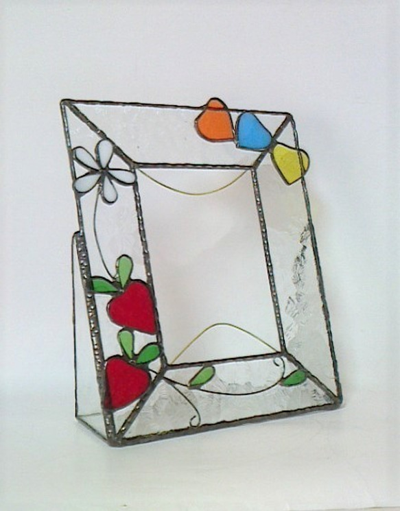 ステンドグラスの写真立てイチゴ＆ハート 5枚目の画像