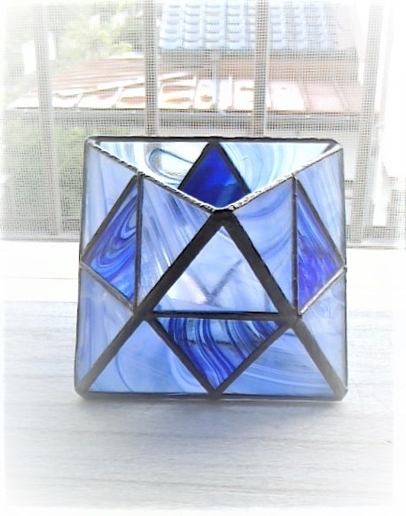 送料無料】ステンドグラスの小物入れ・花瓶＊三角タイプ＊ 一輪挿し