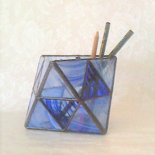 送料無料】ステンドグラスの小物入れ・花瓶＊三角タイプ＊ 一輪挿し