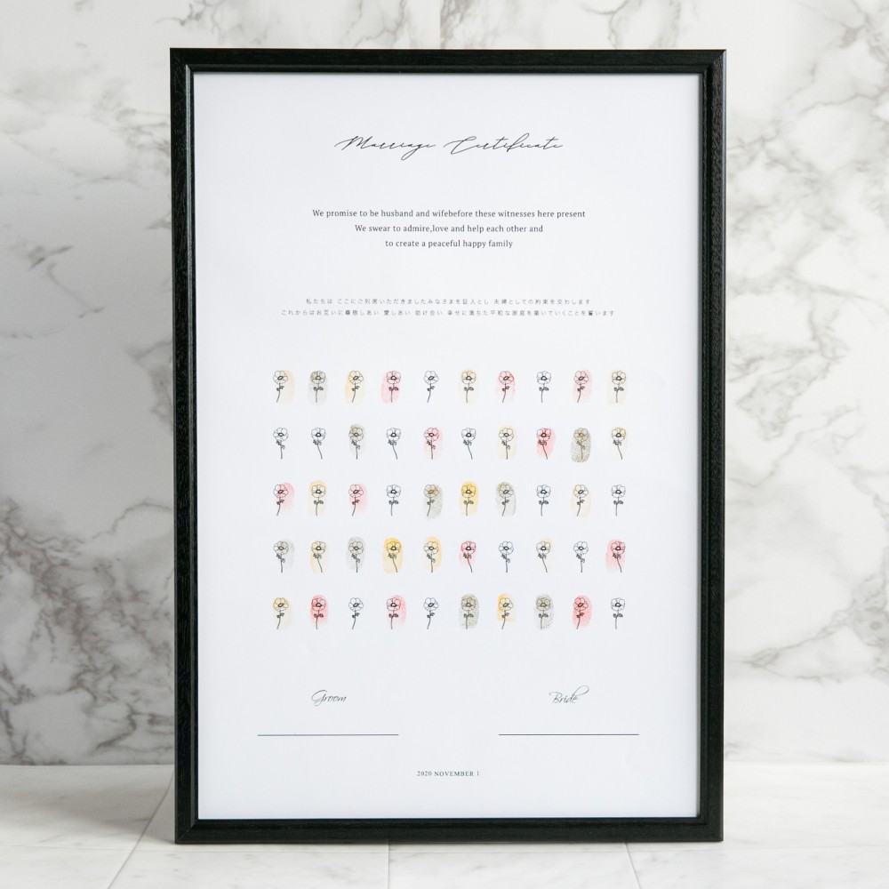 【結婚証明書】アネモネ  結婚式 / 指印　〜99名様用 / 木製額縁付き