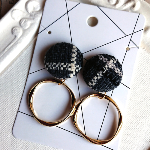 秋もの ツイード×リング ピアス/イヤリング ピアス（その他） ＊yun 