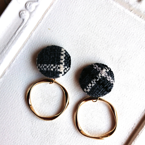 秋もの ツイード×リング ピアス/イヤリング ピアス（その他） ＊yun 