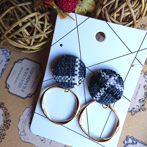 秋もの ツイード×リング ピアス/イヤリング ピアス（その他） ＊yun 