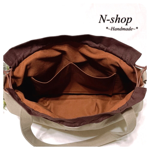 帆布♪巾着トートバッグ(L)❥ハンドメイド❥ トートバッグ N-shop 